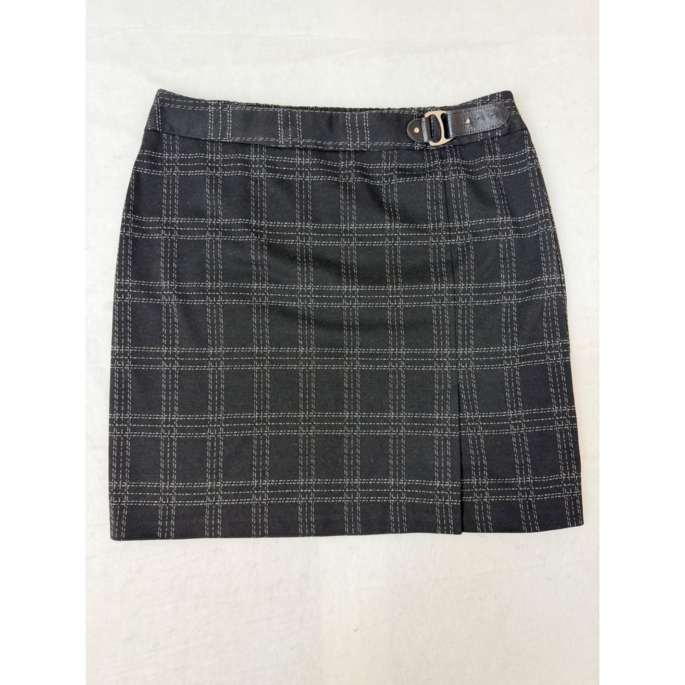 George Womens XL Black Plaid Buckle Wrap Mini Skirt GL33905P Soot Saddle Stitch